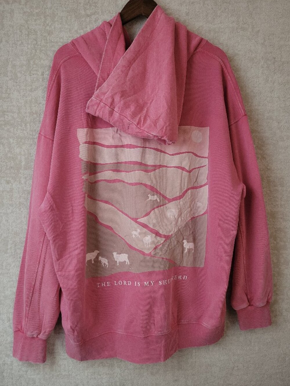 PSALM 23 The Lord is My Shepherd Christian Hoodie XXL Pink Womens Sheep Novelty